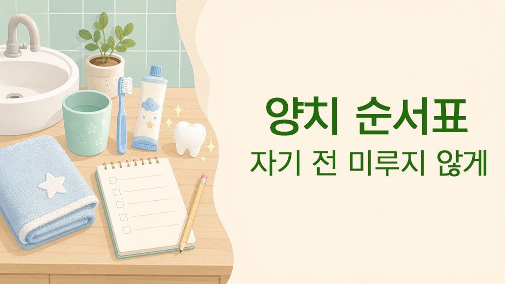 자기 전 양치를 미루는 아이를 위한 양치 순서표 썸네일 이미지