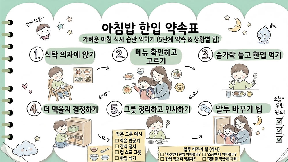 아침밥 안 먹는 아이를 위한 등원 전 한입 기준 인포그래픽