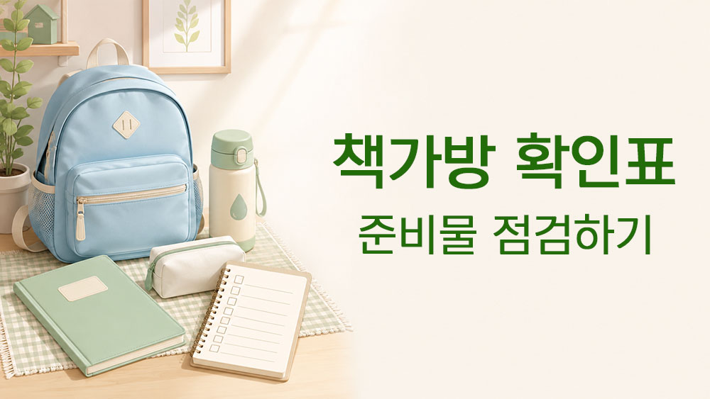 아이 책가방 확인표와 등원 준비물 점검을 표현한 썸네일 이미지