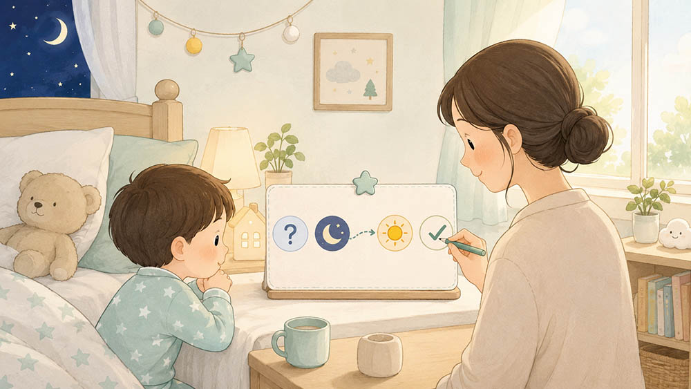 잠자리에서 남은 질문을 다음 날 다시 보기 위해 메모하는 사용 예시